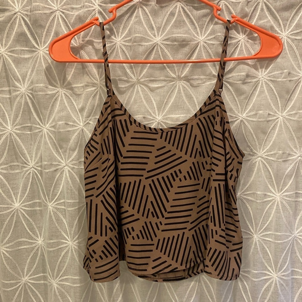 Forever 21 coral and Black Geometric Print Tank Top